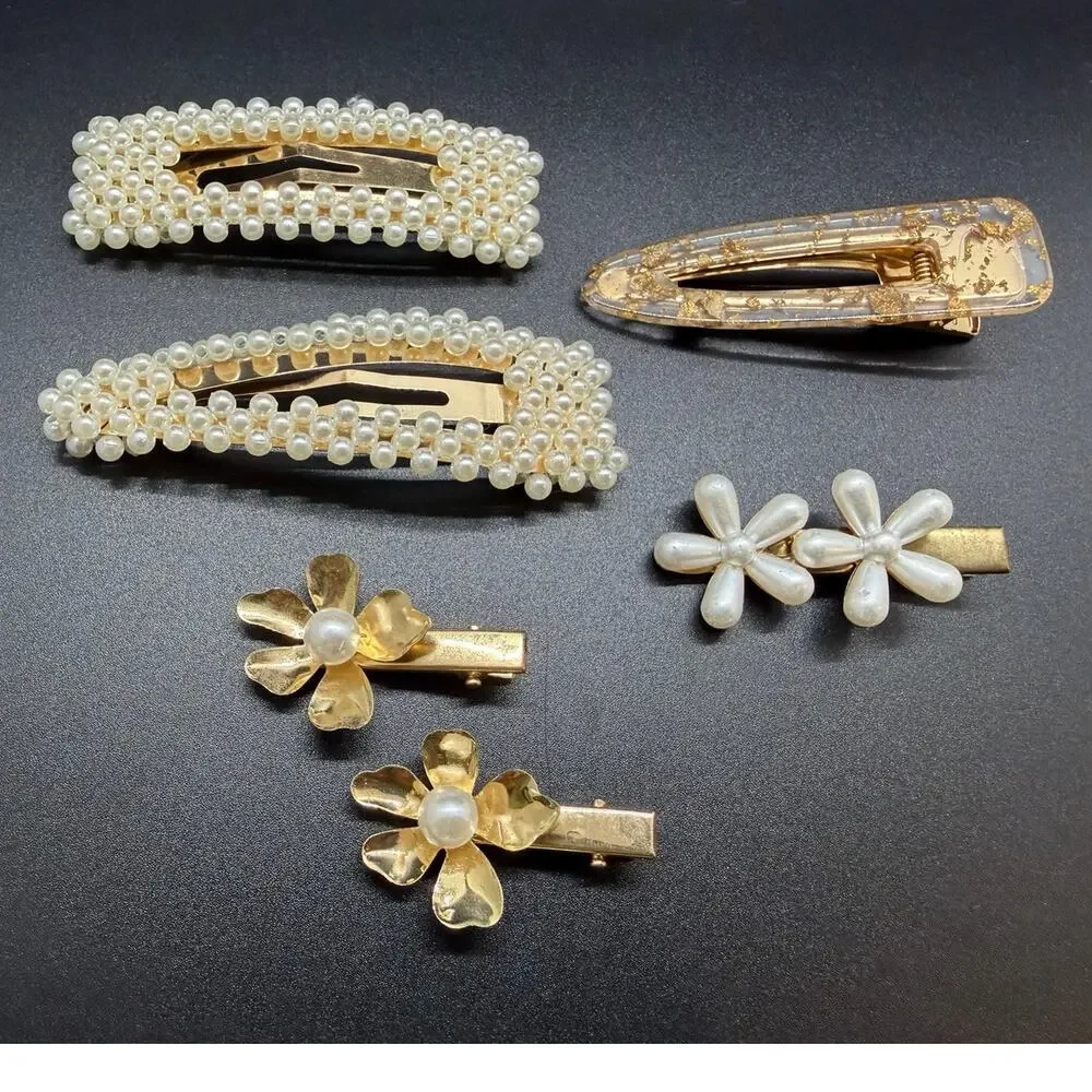 Hair pin set/ Pearl bobby/ silver metal hair clip set